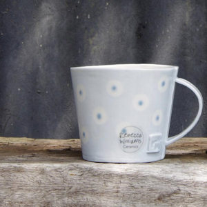Handmade Ceramic Mug – Light Blue Dot Design 2