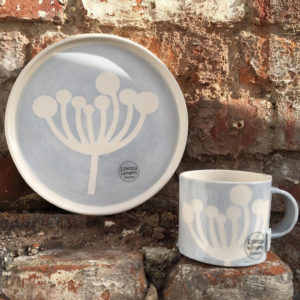Porcelain Ceramic Mug & Side Plate - Cow Parsley Design