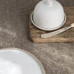 Stoneware Ceramic Butter Dish - Soft Matt Vanilla Glaze